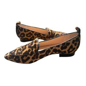 NEW $120 Franco Sarto Pointed Toe Leopard Print Calf Hair Leather Loafers Sz 6 M